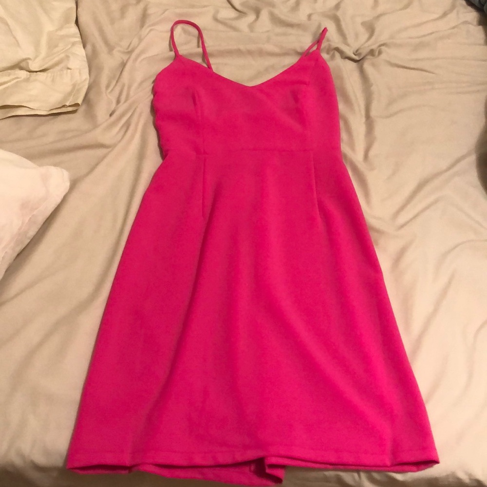 Hot pink mini dress